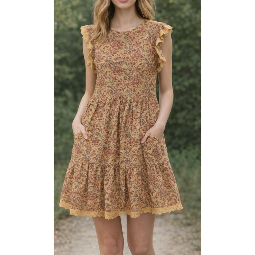 Anthro Seen Worn Kept Florence Babydoll Boho Floral 100% cotton dress